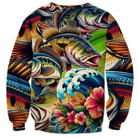 Bass Fishing Sweatshirt Tropical Explosion Angler Design - Wonder Print Shop