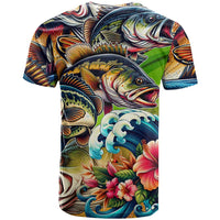 Bass Fishing T Shirt Tropical Explosion Angler Design - Wonder Print Shop