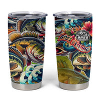 Bass Fishing Tumbler Cup Tropical Explosion Angler Design - Wonder Print Shop