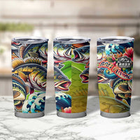 Bass Fishing Tumbler Cup Tropical Explosion Angler Design - Wonder Print Shop