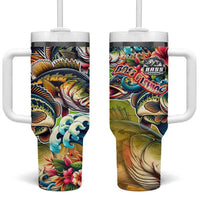 Bass Fishing Tumbler With Handle Tropical Explosion Angler Design - Wonder Print Shop