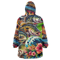 Bass Fishing Wearable Blanket Hoodie Tropical Explosion Angler Design - Wonder Print Shop