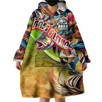 Bass Fishing Wearable Blanket Hoodie Tropical Explosion Angler Design - Wonder Print Shop