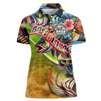 Bass Fishing Women Polo Shirt Tropical Explosion Angler Design - Wonder Print Shop