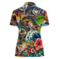 Bass Fishing Women Polo Shirt Tropical Explosion Angler Design - Wonder Print Shop