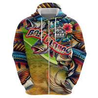Bass Fishing Zip Hoodie Tropical Explosion Angler Design - Wonder Print Shop