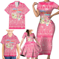 Merry Christmas Canada Family Matching Short Sleeve Bodycon Dress and Hawaiian Shirt Xmas Travel Map - Wonder Print Shop
