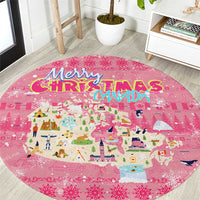 Merry Christmas Canada Round Carpet Xmas Travel Map - Wonder Print Shop