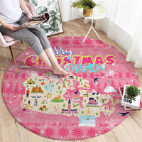 Merry Christmas Canada Round Carpet Xmas Travel Map - Wonder Print Shop