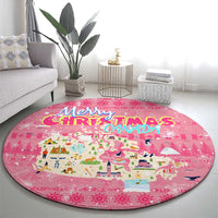 Merry Christmas Canada Round Carpet Xmas Travel Map - Wonder Print Shop