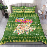 Merry Christmas Switzerland Bedding Set Xmas Travel Map - Wonder Print Shop