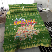 Merry Christmas Switzerland Bedding Set Xmas Travel Map - Wonder Print Shop