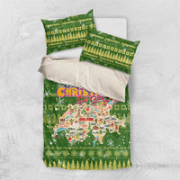 Merry Christmas Switzerland Bedding Set Xmas Travel Map - Wonder Print Shop