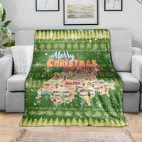 Merry Christmas Switzerland Blanket Xmas Travel Map - Wonder Print Shop
