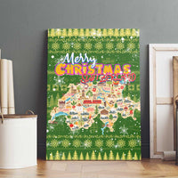 Merry Christmas Switzerland Canvas Wall Art Xmas Travel Map - Wonder Print Shop