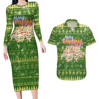 Merry Christmas Switzerland Couples Matching Long Sleeve Bodycon Dress and Hawaiian Shirt Xmas Travel Map - Wonder Print Shop