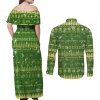 Merry Christmas Switzerland Couples Matching Off Shoulder Maxi Dress and Long Sleeve Button Shirt Xmas Travel Map - Wonder Print Shop