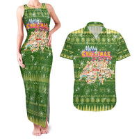 Merry Christmas Switzerland Couples Matching Tank Maxi Dress and Hawaiian Shirt Xmas Travel Map - Wonder Print Shop