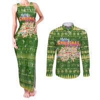 Merry Christmas Switzerland Couples Matching Tank Maxi Dress and Long Sleeve Button Shirt Xmas Travel Map - Wonder Print Shop