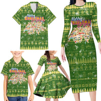 Merry Christmas Switzerland Family Matching Long Sleeve Bodycon Dress and Hawaiian Shirt Xmas Travel Map - Wonder Print Shop