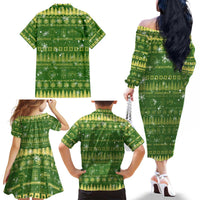 Merry Christmas Switzerland Family Matching Off The Shoulder Long Sleeve Dress and Hawaiian Shirt Xmas Travel Map - Wonder Print Shop