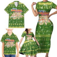 Merry Christmas Switzerland Family Matching Short Sleeve Bodycon Dress and Hawaiian Shirt Xmas Travel Map - Wonder Print Shop
