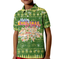Merry Christmas Switzerland Kid Polo Shirt Xmas Travel Map - Wonder Print Shop