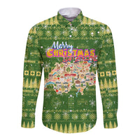 Merry Christmas Switzerland Long Sleeve Button Shirt Xmas Travel Map - Wonder Print Shop