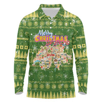 Merry Christmas Switzerland Long Sleeve Polo Shirt Xmas Travel Map - Wonder Print Shop