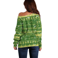 Merry Christmas Switzerland Off Shoulder Sweater Xmas Travel Map - Wonder Print Shop