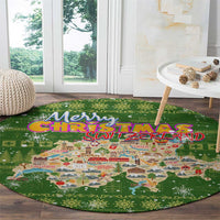 Merry Christmas Switzerland Round Carpet Xmas Travel Map - Wonder Print Shop