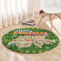Merry Christmas Switzerland Round Carpet Xmas Travel Map - Wonder Print Shop