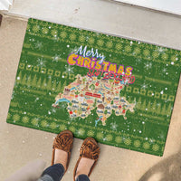Merry Christmas Switzerland Rubber Doormat Xmas Travel Map - Wonder Print Shop