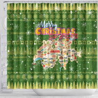 Merry Christmas Switzerland Shower Curtain Xmas Travel Map - Wonder Print Shop