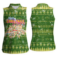 Merry Christmas Switzerland Women Sleeveless Polo Shirt Xmas Travel Map - Wonder Print Shop