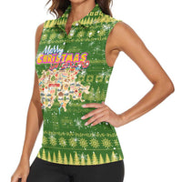 Merry Christmas Switzerland Women Sleeveless Polo Shirt Xmas Travel Map - Wonder Print Shop