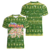 Merry Christmas Switzerland Women V-Neck T-Shirt Xmas Travel Map - Wonder Print Shop
