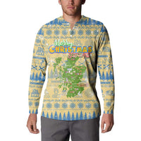 Merry Christmas Scotland Button Sweatshirt Xmas Travel Map - Wonder Print Shop