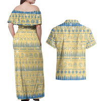 Merry Christmas Scotland Couples Matching Off Shoulder Maxi Dress and Hawaiian Shirt Xmas Travel Map - Wonder Print Shop