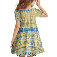 Merry Christmas Scotland Kid Short Sleeve Dress Xmas Travel Map - Wonder Print Shop