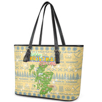 Merry Christmas Scotland Leather Tote Bag Xmas Travel Map - Wonder Print Shop