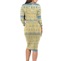 Merry Christmas Scotland Long Sleeve Bodycon Dress Xmas Travel Map - Wonder Print Shop