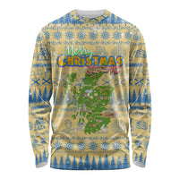 Merry Christmas Scotland Long Sleeve Shirt Xmas Travel Map - Wonder Print Shop