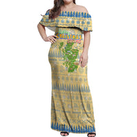Merry Christmas Scotland Off Shoulder Maxi Dress Xmas Travel Map - Wonder Print Shop