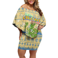 Merry Christmas Scotland Off Shoulder Short Dress Xmas Travel Map - Wonder Print Shop