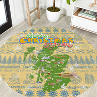Merry Christmas Scotland Round Carpet Xmas Travel Map - Wonder Print Shop