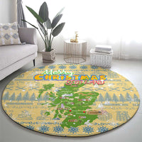 Merry Christmas Scotland Round Carpet Xmas Travel Map - Wonder Print Shop