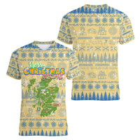 Merry Christmas Scotland Women V-Neck T-Shirt Xmas Travel Map - Wonder Print Shop