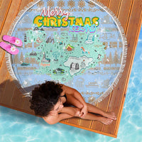 Merry Christmas Iceland Beach Blanket Xmas Travel Map - Wonder Print Shop