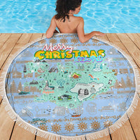 Merry Christmas Iceland Beach Blanket Xmas Travel Map - Wonder Print Shop